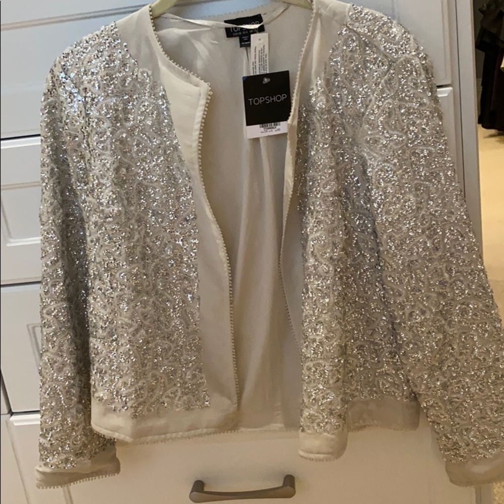 Sequined silver and white jacket